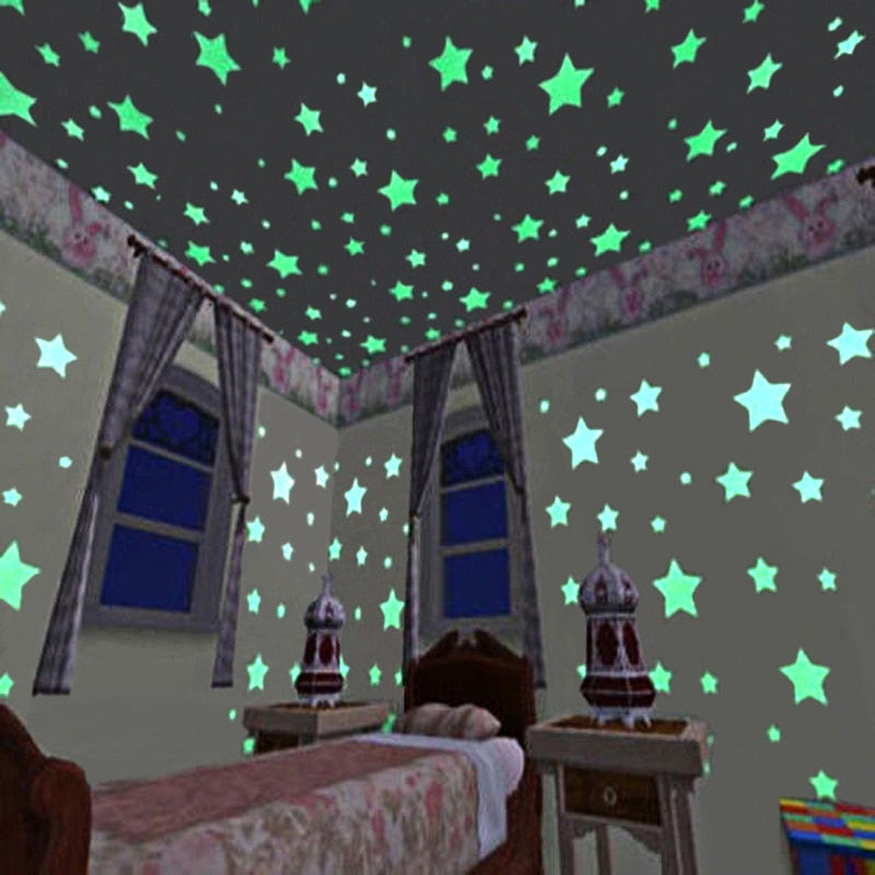 100pcs/bag 3cm Glow in Dark Toys Luminous Star Stickers Bedroom