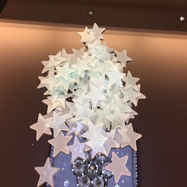 100pcs/bag 3cm Glow in Dark Toys Luminous Star Stickers Bedroom