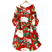 Charger l&#39;image dans la galerie, Women Plus Size 5XL O neck Floral Dresses Casual Ladies Flower
