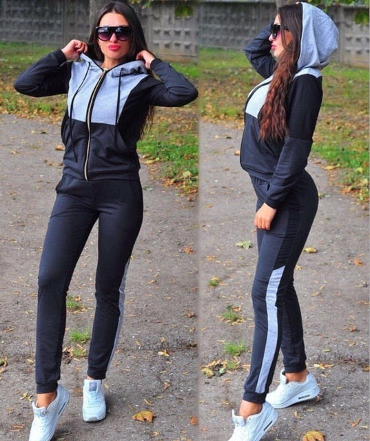 Women Plus Size Tracksuit Two Piece Set Casual Sport