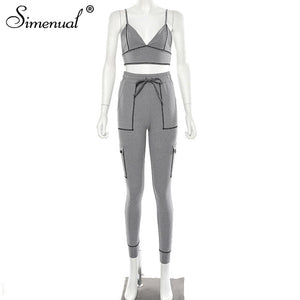 Simenual Sporty Sexy Fashion Matching Set Women Workout 2019