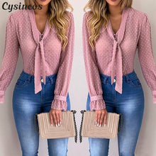 Charger l&#39;image dans la galerie, Cysincos Chiffon Blouses Women 2019 Autumn Fashion Long