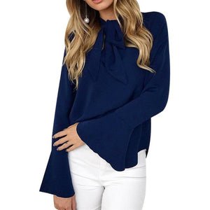 Cysincos Chiffon Blouses Women 2019 Autumn Fashion Long
