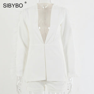 SIBYBO Deep V-Neck Mesh Spliced Sexy Women Blaze