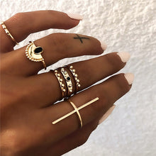 Charger l&#39;image dans la galerie, Yobest Bohemian Vintage Gold Crescent Geometric Joint Ring