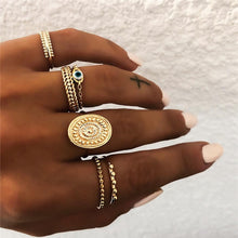 Charger l&#39;image dans la galerie, Yobest Bohemian Vintage Gold Crescent Geometric Joint Ring
