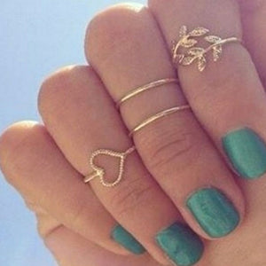 Yobest Bohemian Vintage Gold Crescent Geometric Joint Ring