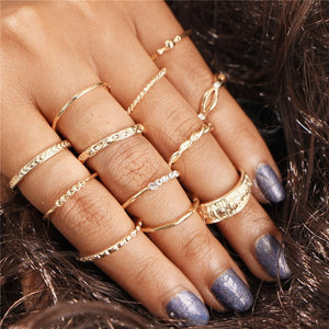 Yobest Bohemian Vintage Gold Crescent Geometric Joint Ring