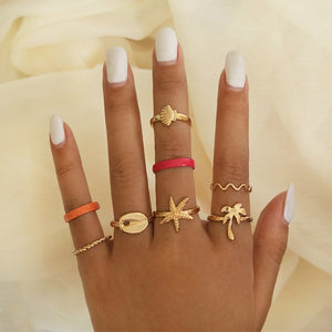 Yobest Bohemian Vintage Gold Crescent Geometric Joint Ring