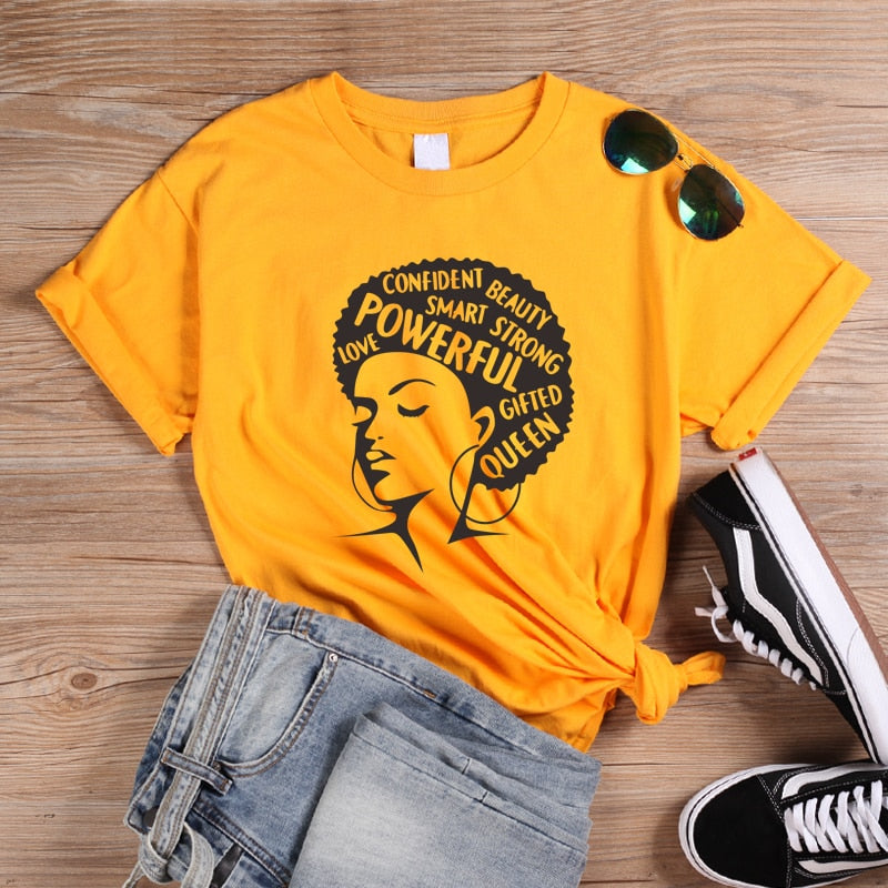 ONSEME Afro Lady Graphic T Shirts Feminist Tees Black Queen Girl Power