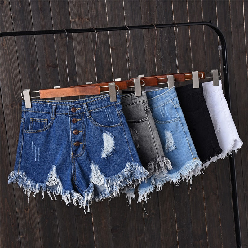 High Waist Hole Summer Casual Short Jeans Button MINI