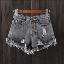 Charger l&#39;image dans la galerie, High Waist Hole Summer Casual Short Jeans Button MINI