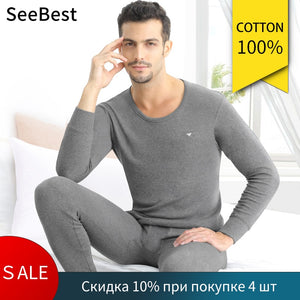 SeeBest Men Thermal Underwear Set For Male Cotton  Winter Long
