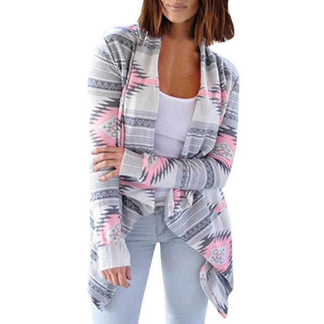 Women Cardigan sweater Casual Geometric Print Long