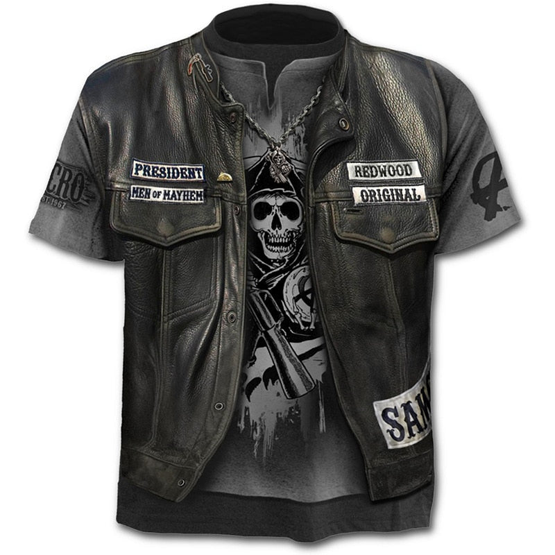 New summer T-shirt for men 3D skull print T-shirt digital print