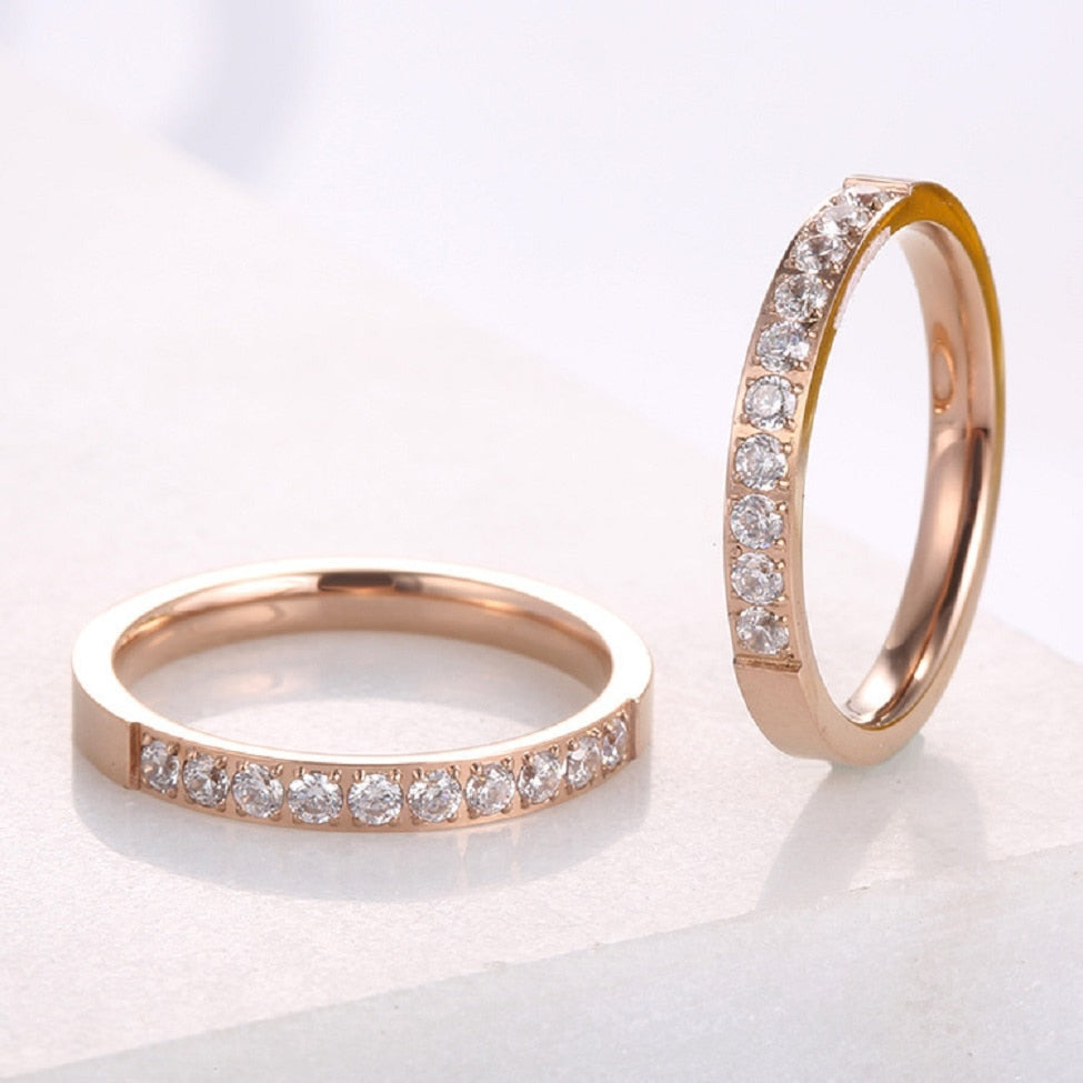 KNOCK High quality Rose Gold Colors AAA Zirconia Rings for Woman Man Wedding