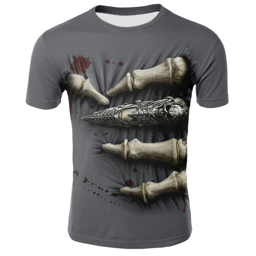Hip Hop Male Tshirt Grim Reaper Finger Short Sleeve Casual