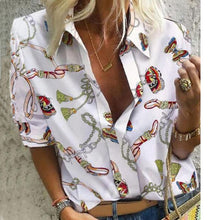 Charger l&#39;image dans la galerie, Chain Print Blouse Shirt Women&#39;s 5XL Long Sleeve Blouses