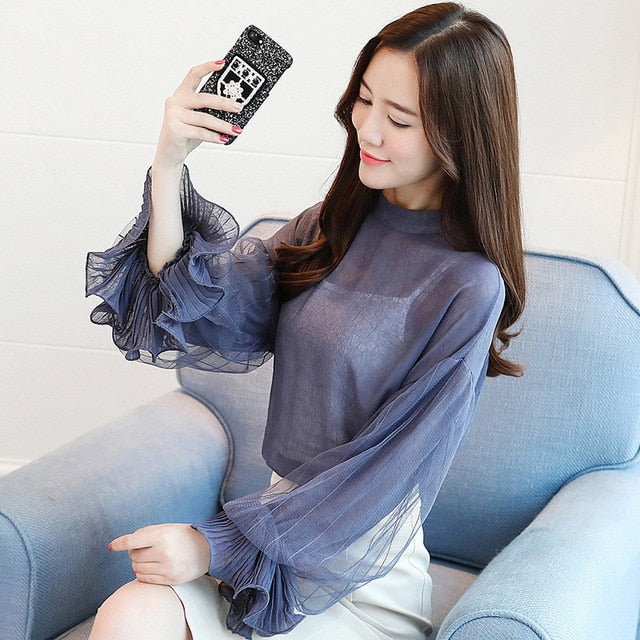 2019 Women tops and Blouses ruffless Summer autumn