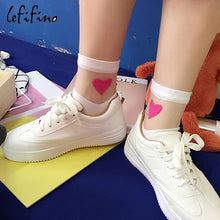 Charger l&#39;image dans la galerie, Summer Cute Love Transparent Women Socks Comfortable Sexy Heart