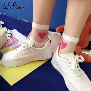 Summer Cute Love Transparent Women Socks Comfortable Sexy Heart
