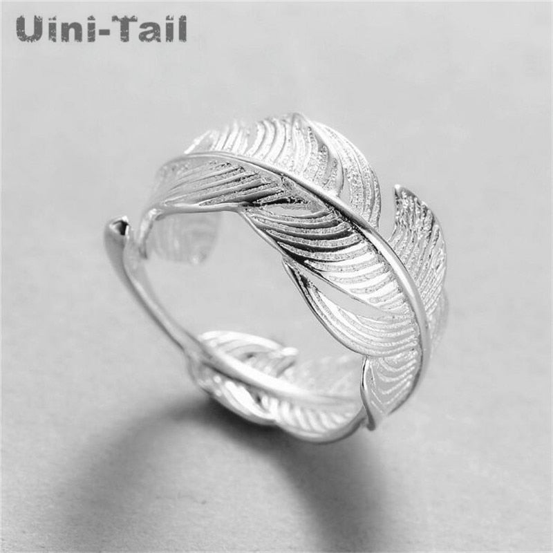 Uini-Tail 2018 hot new 925 sterling silver open feather ring