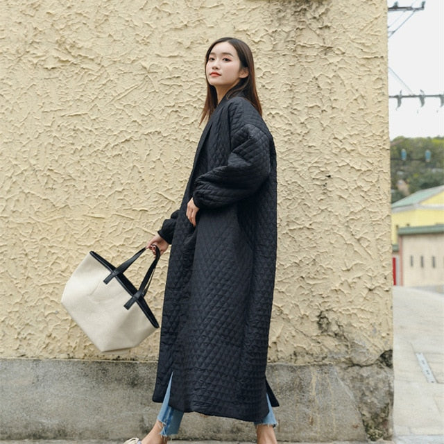 LANMREM New Fashion Black Oversize Lapel Back Vent Button