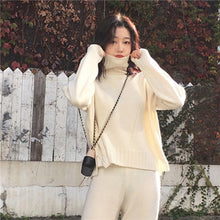 Charger l&#39;image dans la galerie, CBAFU autumn spring knitted tracksuit turtleneck sweatshirts