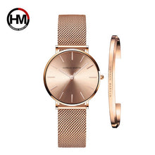 Charger l&#39;image dans la galerie, Women Watch 1 set Bracelet Japan Quartz Movement Simple Waterproof