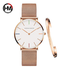 Charger l&#39;image dans la galerie, Women Watch 1 set Bracelet Japan Quartz Movement Simple Waterproof