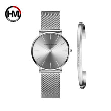Charger l&#39;image dans la galerie, Women Watch 1 set Bracelet Japan Quartz Movement Simple Waterproof