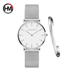 Charger l&#39;image dans la galerie, Women Watch 1 set Bracelet Japan Quartz Movement Simple Waterproof