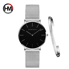 Charger l&#39;image dans la galerie, Women Watch 1 set Bracelet Japan Quartz Movement Simple Waterproof